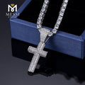 Messi Jewelry Micro Pave Zircon 925 Sterling Silver Cross Pendant Necklace for Men