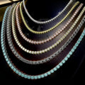 Fine Jewelry Plated Link Moissanite Tennis Chain Necklace Gold S925 Sterling Silver Trendy Diamond 3mm 4mm 5mm Rose Gold Black