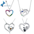 New Trendy Colorful Gemstone Jewelry Heart Pendant Necklace 925 Silver Necklaces Zircon Link Chain 100 New Designs Per Month