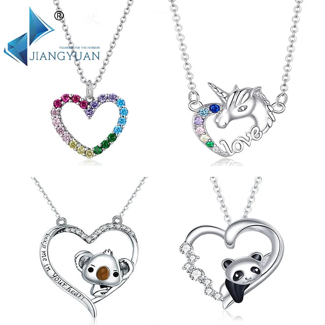 New Trendy Colorful Gemstone Jewelry Heart Pendant Necklace 925 Silver Necklaces Zircon Link Chain 100 New Designs Per Month