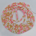 Premade pink White Gold Mix Fashion African Glass Seed Beads Tie on Waist Beads Belly Body Chain Double Cotton String for Ladies