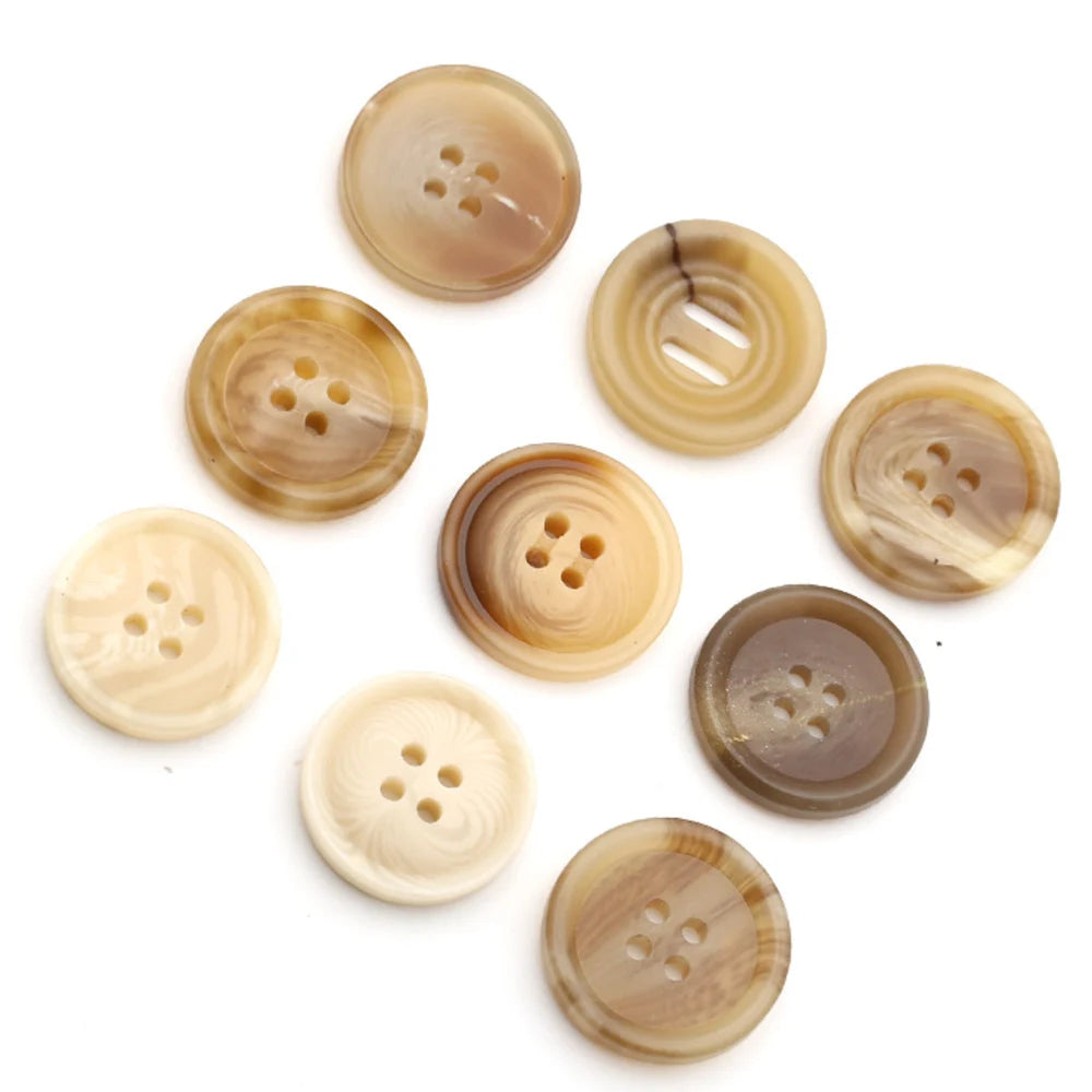 Hot Sale New Arrival Beige Cream Color Four Hole Round Sewing Men Resin Coat Buttons for Decoration