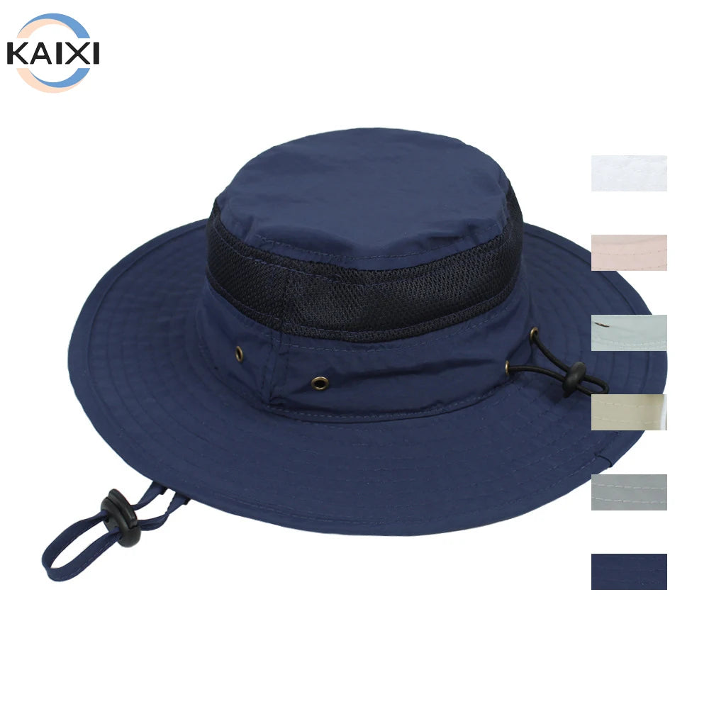 Summer Outdoor Fisherman's Hat Bucket Cap New Children's Sun Protection Net Mesh Spliced for Boys and Girls