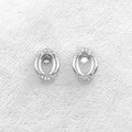 Sterling Silver 5*7/6*8/7*9mm Semi Mount Stud Earrings Empty Frame Blank Setting S925 Base Without Center Stone for DIY Inlay