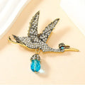 Vintage Crane Bird Crystal Brooch Corsage