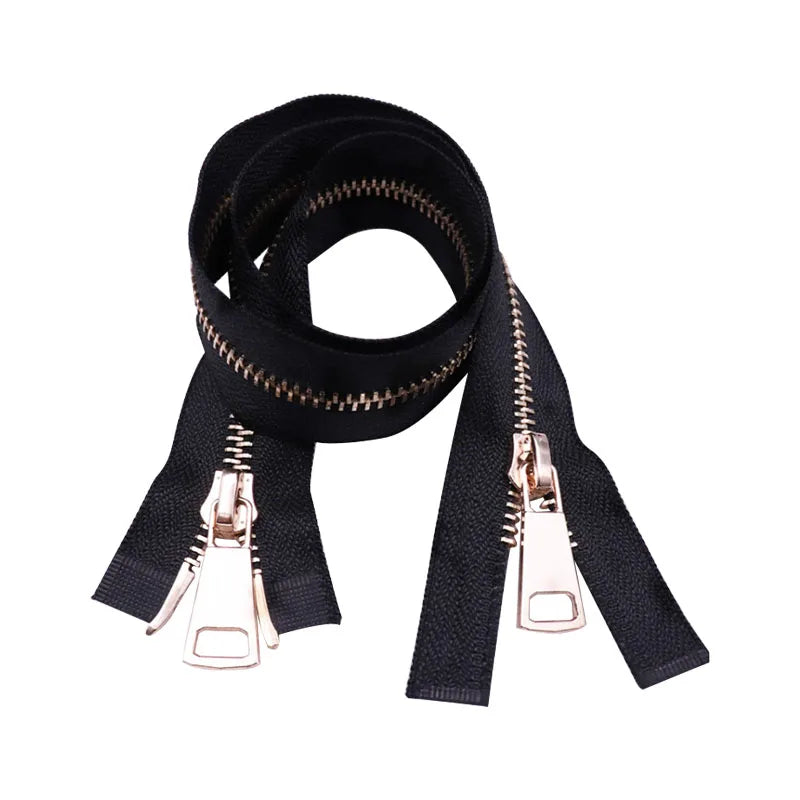 Wholesale Good Quality Open-End Zinc Alloy Brass Teeth Two-Way Custom Metal Zipper for Jeans Garments Bags Shoes Luggage