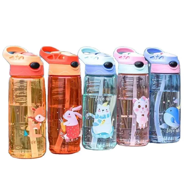 Madou 550ml Outdoor Sport Water Bottle with Straw Custom Student Kids Plastic Drinkware Direct Wholesale for Gym Use