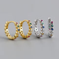 New Classic Bohemia Style 925 Sterling Silver Colorful Zircon Hoop Huggie Earrings for Women