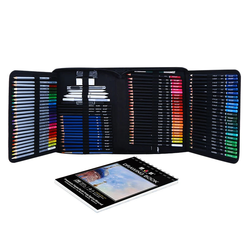 Professional 126pcs Kit Sketch Pencils and Colored Pencils Art Set Drawing Pencil for Artsist
