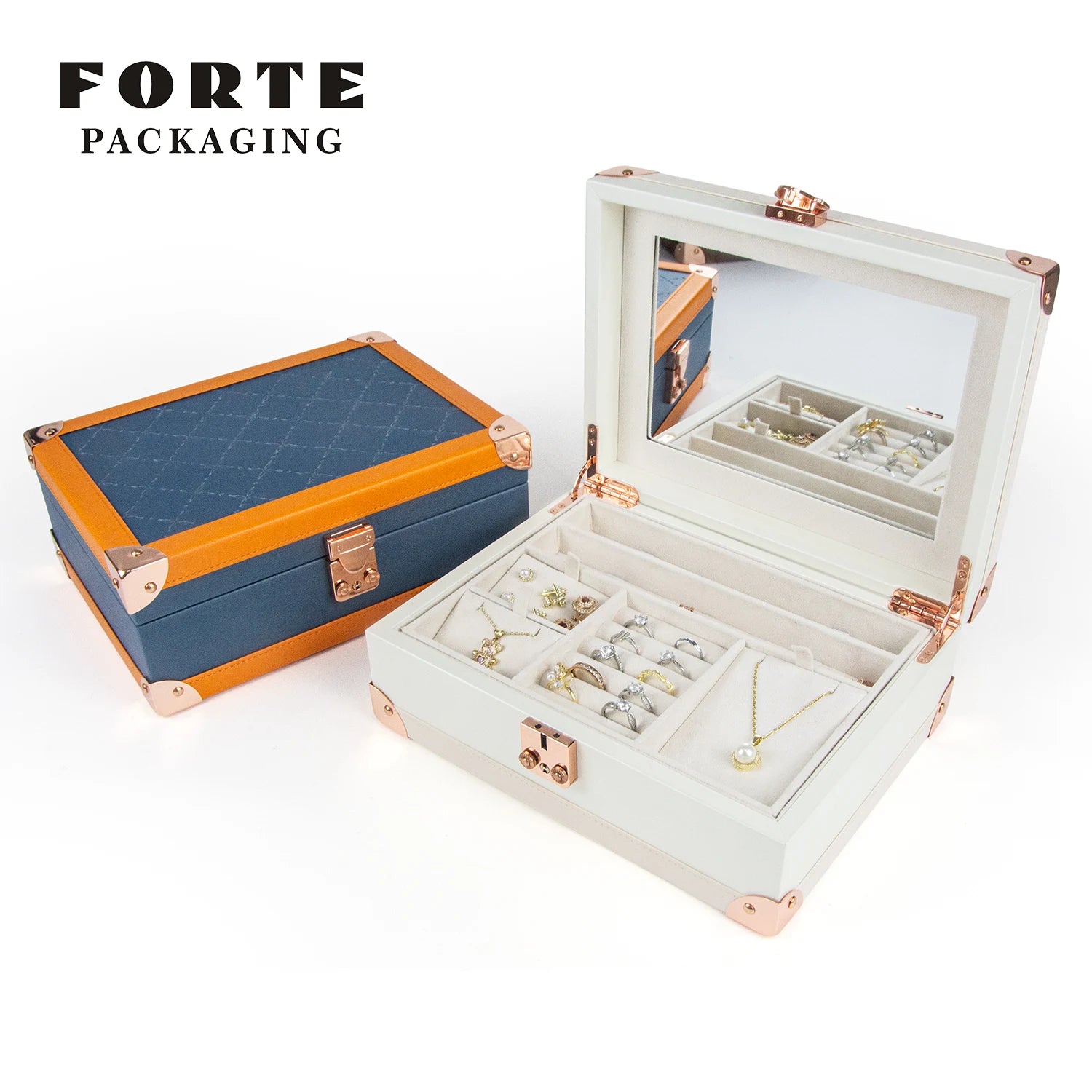 High End Jewelry Boxes PU Leather Jewelry Packaging Organizer Portable Handle Travel Jewelry Organizer Leather Box