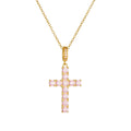 Original Design pink Luxury Hip Hop Cross Pendant Necklace Sterling Silver 925 Jewellery for Women