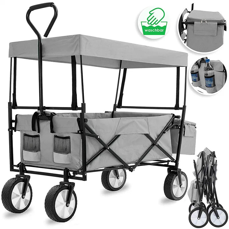 Push Pull Collapsible Folding Wagon Baby Outdoor Folding Children Wagon Stroller Cart for Kids