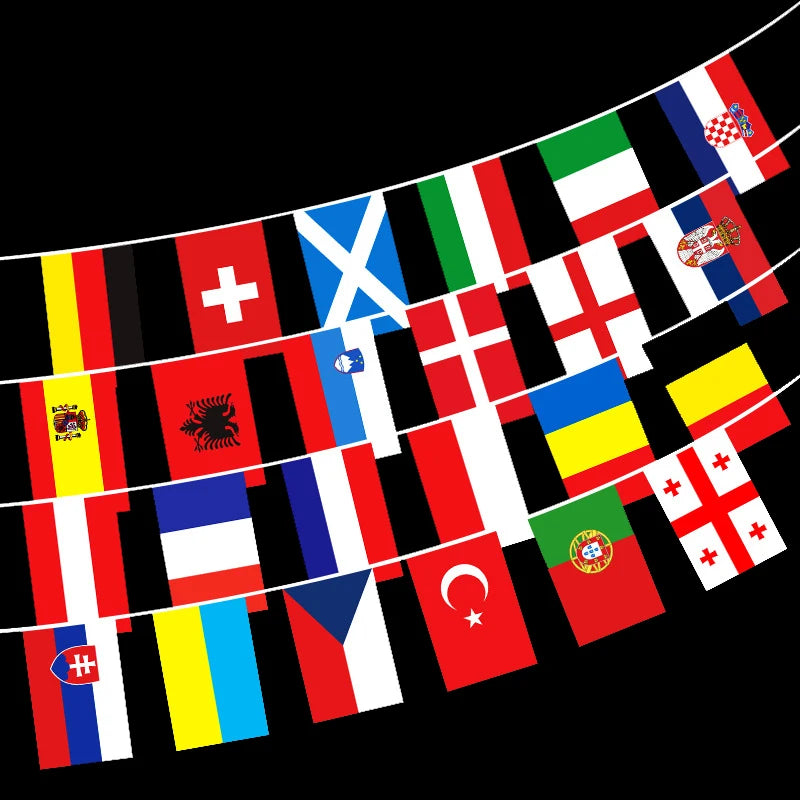Custom 100D Polyester  Flags Bunting Full-Color Printing Polyester Indoor & Outdoor Display