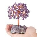 Mini Crystal Amethyst Money Tree with Amethyst Cluster Base Feng Shui Gemstone Bonsai Trees for Wealth Good Luck Home Decor