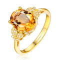 Adjustable Brass Adjustable Big Yellow Crystal Stone Resizable butterfly Finger Rings