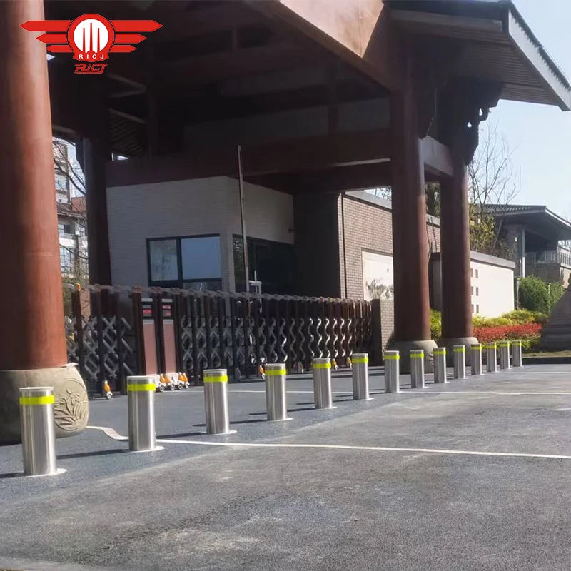 Road Safety Remote Control Automatic Rising Bollard Hydraulic Rise Fall Rising Security Auto Parking Bollards Installation Cost