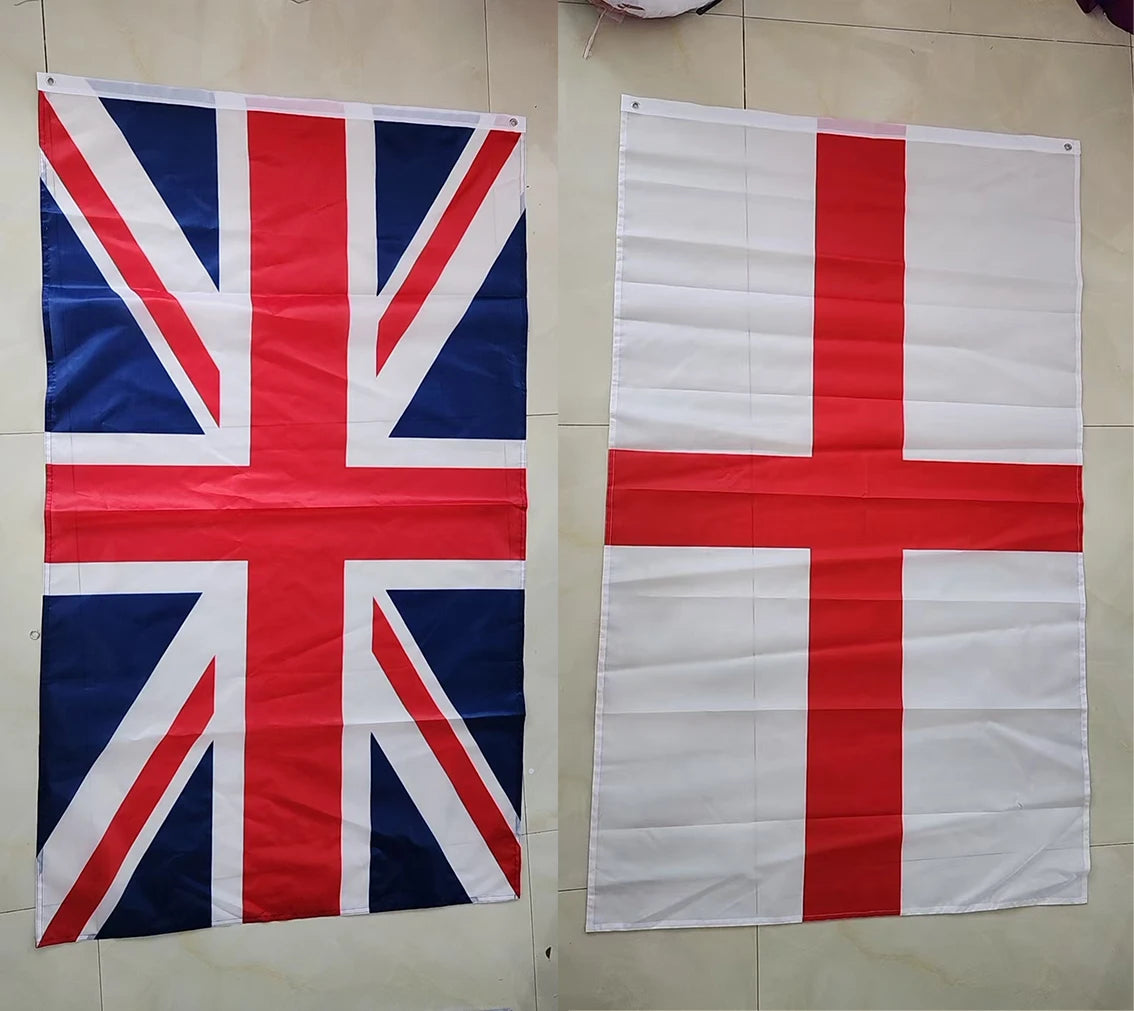 3x5ft Double-Sided 100% Polyester Silk Screen Printed Flag Strong Double-Stitched Sewing 2 Grommets-England National Flag Color
