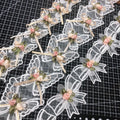 JFL083Double Mesh Embroidery Lace Hand-made Three-dimensional Adhesive Bow Lace Children's Accessories Home Textile Curtain Lace