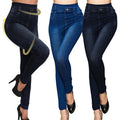 Guangzhou Auyan Seamless Denim Leggings for Women in Spring 2024 Cotton Stretch Tight Seamless Print for Nine Cropped Pants