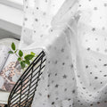 Wholesale 100% Polyester Shiny Foil Printed Star Pattern White Sheer Tulle Curtains & Valances for Window Decoration