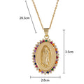 European and American Fashion Cross-border Religion Copper Micro-inset Color Zircon Pendant Jewelry the Virgin Mary of God Neckl