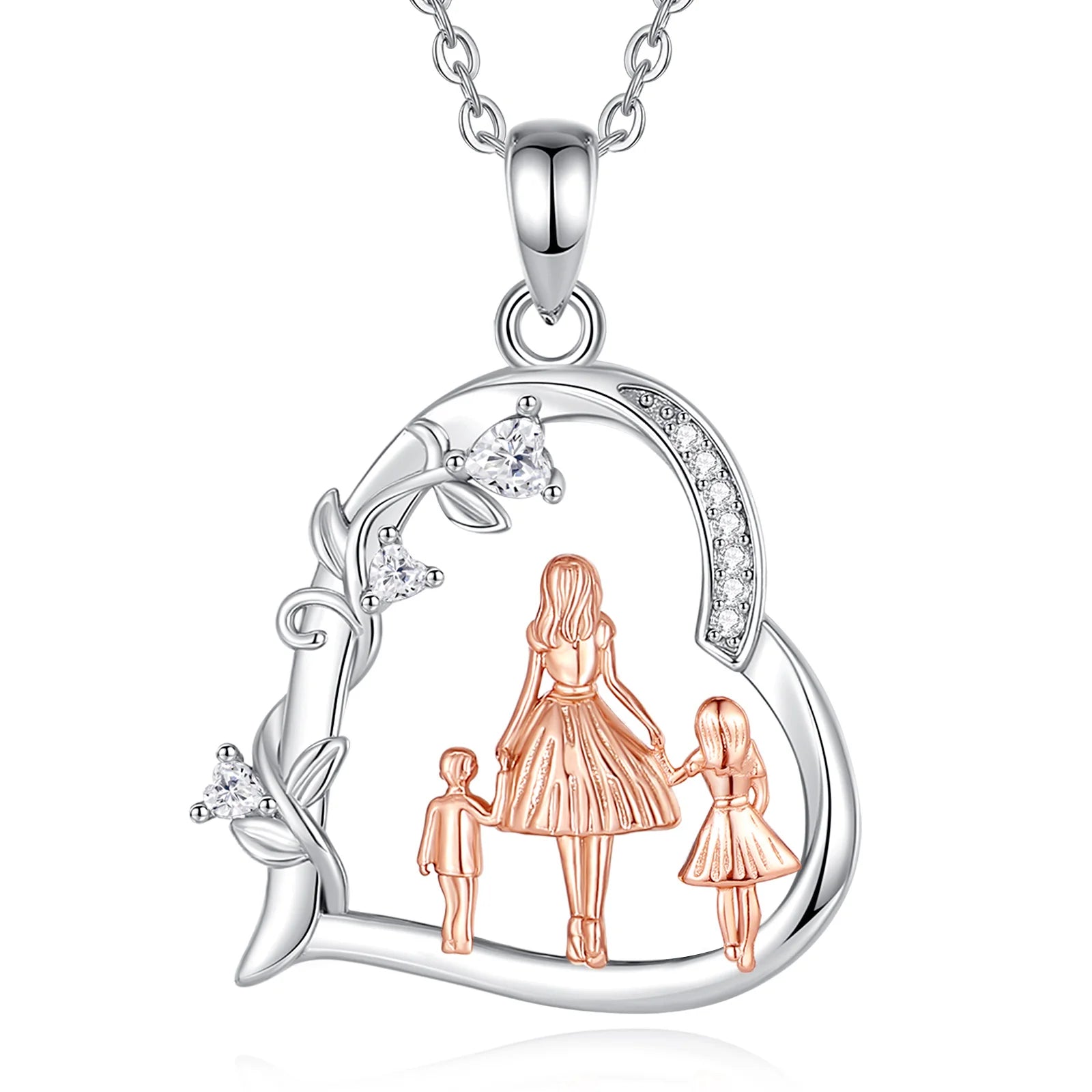 Merryshine Mothers Day 925 Sterling Silver Cz Mother Daughter Pregnancy Mom Pendant Necklace