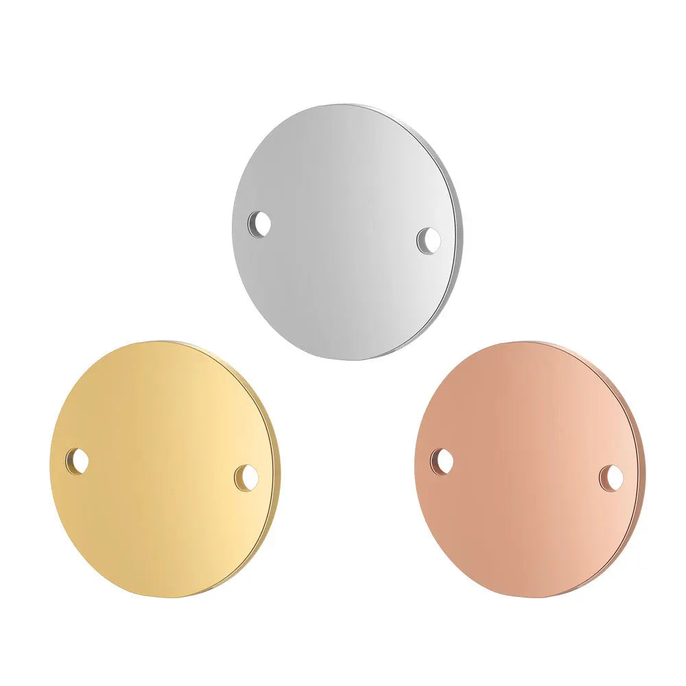 Various Size Stainless Steel High Polished Round Disc Charm with Two Holes Connector Pendant Accessory