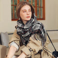 2023 Luxury Plaid Scarf for Women Long Pashmina Foulard Shawl Tassels Winter Warm Cashmere Inspired Polyester Wrap for Ladies