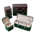 Vintage PU Leather Bracelet Storage Organizer Box Dark Green Dark Brown Black Velvet Bangle Zipper Jewelry Display Case