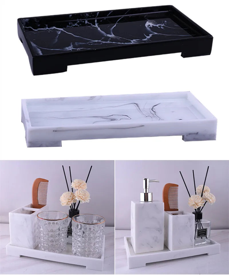 3 Color Resin Bathroom Tray Countertop Organizer Storage Tray
