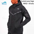 Custom Logo Sportswear Full Zip up Hoodies Polyester Tech Fleece Men Two Pieces Set Sportswear Jogger Sweatsuits Mens Tracksuit