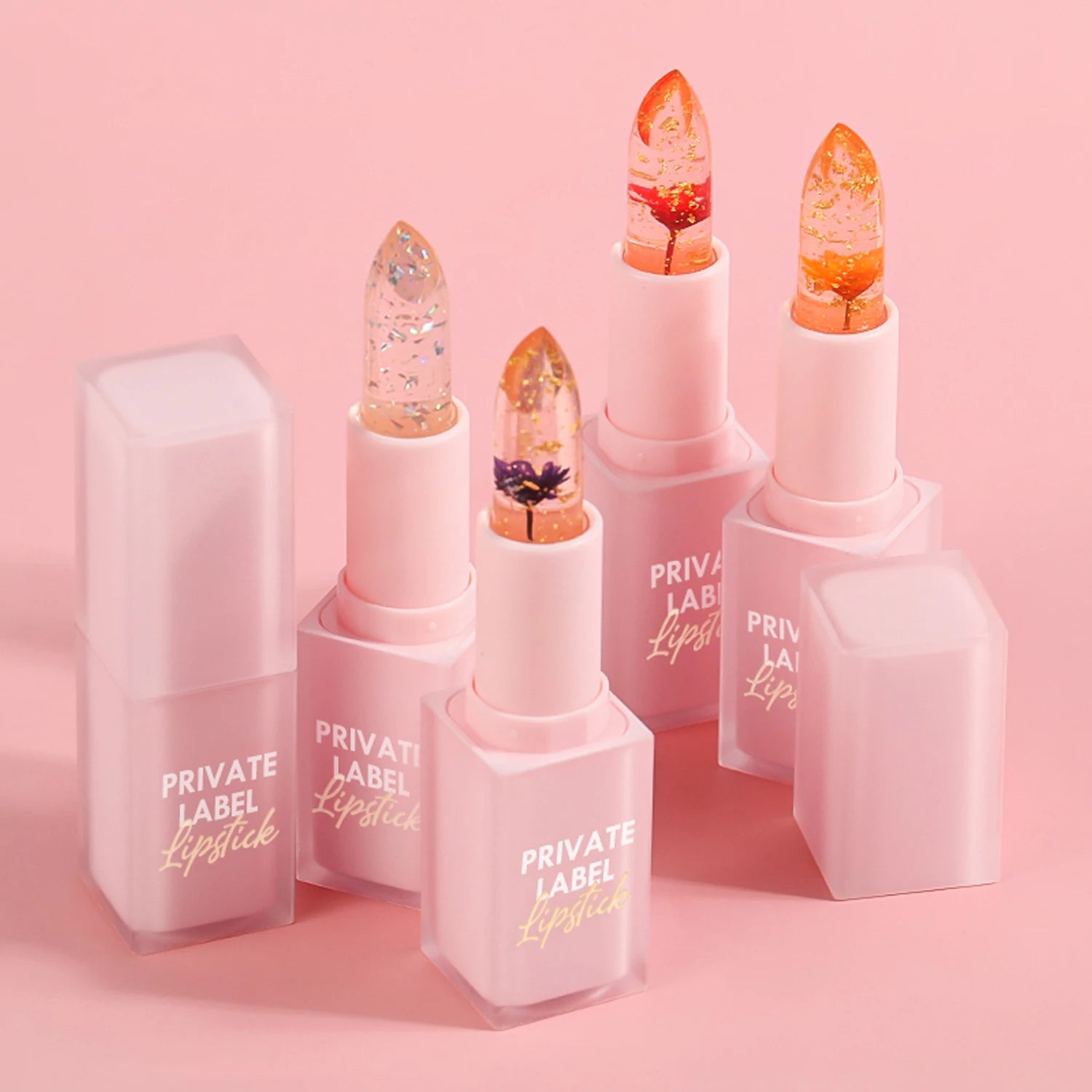 Jelly Lipstick 6 Colors Fashion Jelly Flower Lipstick for Lady Beauty Cosmetics Temperature Change Flower Lipstick Makeup Brand