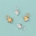 7.5*8.5mm Mini 925 Sterling Silver Hollowed Diamond Beads Gold Plated Designer Rhombus Charms Pendants for Jewelry Making
