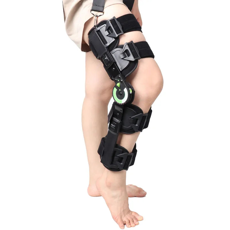 Hinged ROM Knee Brace Adjustable Post-op Knee Support Fixed Splint Ligament Hinge Knee Immobilizer