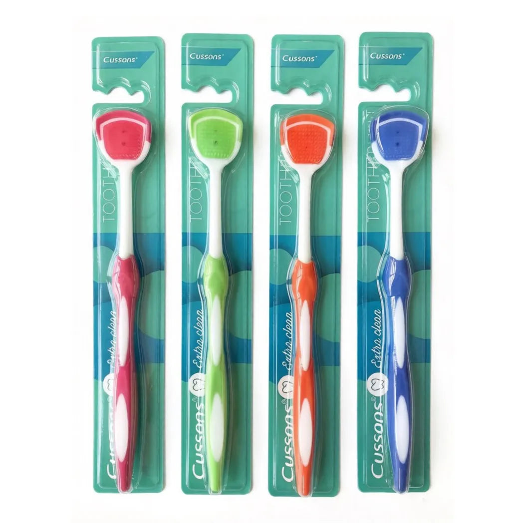 Reusable Oral Cleaning Two-sided Silicone Tongue Coating Cleaning Brush Plastic Tongue Cleaner Tongue Scraper