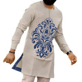 New Fashion Men's Long Sleeve Robe Tops O-neck Printed Ethnic Casual Medium Shirt for African Middle Eastern Youth Twill Spring