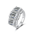 4Carat Emerald Cut Moissanite Ring D Color VVS1 Clarity 3 Stone Engagement Ring 925 Sterling Silver Promise Rings for Women