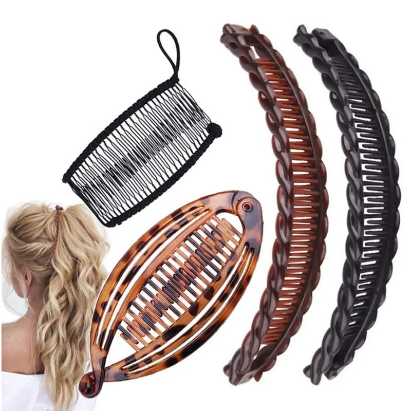Wholesale New Design Plastic Hair Accessories Fish Hairpins Banana Hair Clips Set for Women