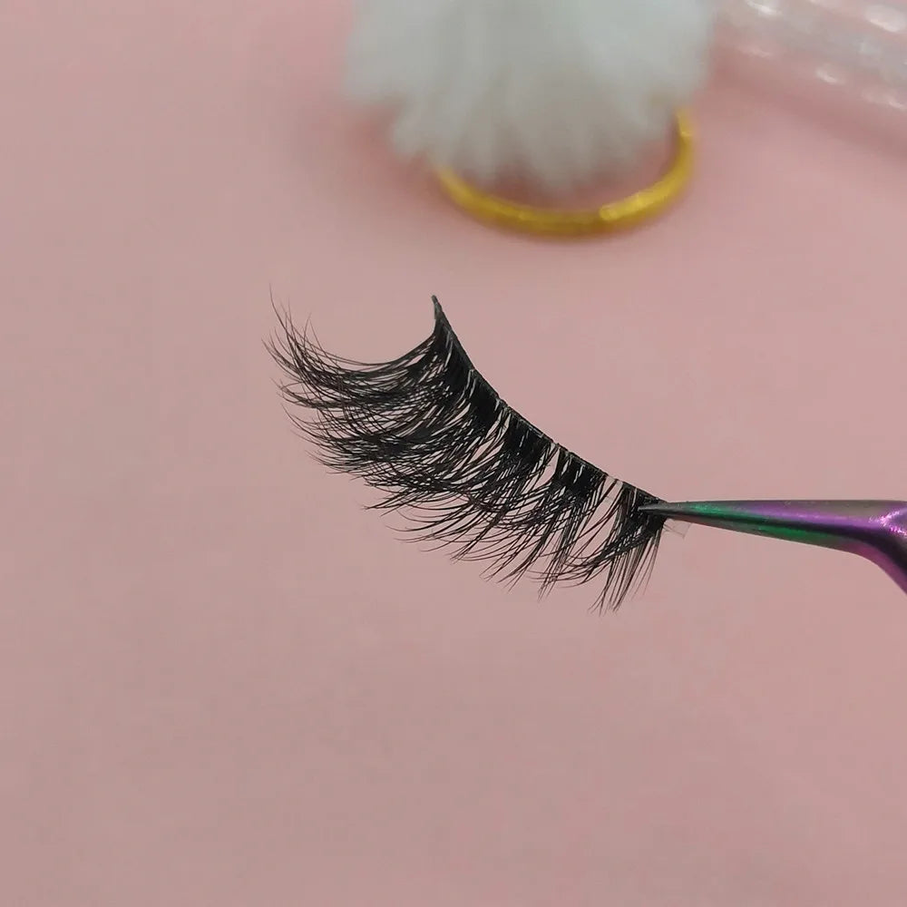 Black Band Lash Corner Half Short Eyelashes Faux Mink 3d Lashes With Custom Eyelash Packaging Box Half Eyelashes