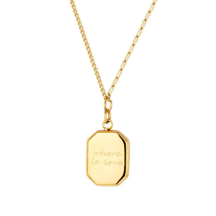 Wholesale Gold Plated Geometric Engraved Letter Dangle Charm Necklaces Jewelry