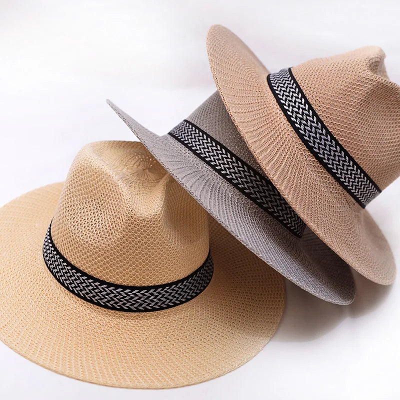 Summer Middle-aged and Elderly Hat Men's Sun Visor Straw Hat  Old Man Sun Cap Dad Cool Hats