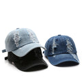 Fashion Custom Vintage Washed Denim Baseball Cap Ripped Jeans Hat