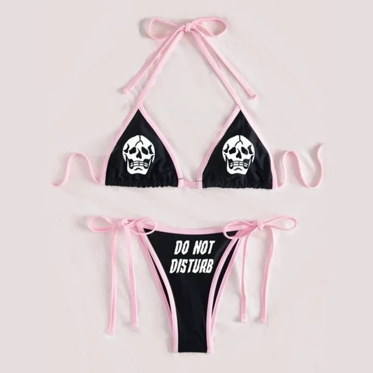 New Style Funny Skull Printing Bikini Set Women Swimwear Beachwear Two Piece Swimsuit