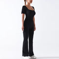 2026 New Short Sleeve Wide Leg Pants Yoga Jumpsuit Bodysuit for Women