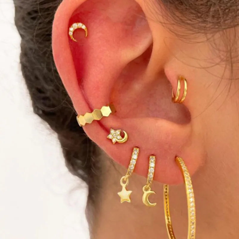 2022 Trendy Jewelry Simple Geometric Cuff Earrings Stainless Steel Jewelry Gold