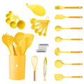 MANJIA Silicone Non Stick Kitchen Utensils Baking Measuring Spoons Silicone Spatula Yellow Non Stick Spatula Set