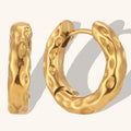 Glamour Fashion 18K Gold Plated Irregular Huggie Hoop Earrings Waterproof Vintage Stainless Steel Jewelry