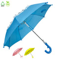 Ovida Classic Design Straight Umbrella for Kids Blue Pongee Fabric with Lace Decor for Boys and Girls Umbrellas for the Rain