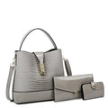 New Set of Large Capacity PU Leather Bucket Bag Women's Tote Shoulder Handbag with Top Handle and Chain Decoration