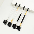 Custom Logo Double Synthetic Hair Eyebrow Comb Edge Control Brush Eyelash Spoolie Wand with Wood Handle for Makeup